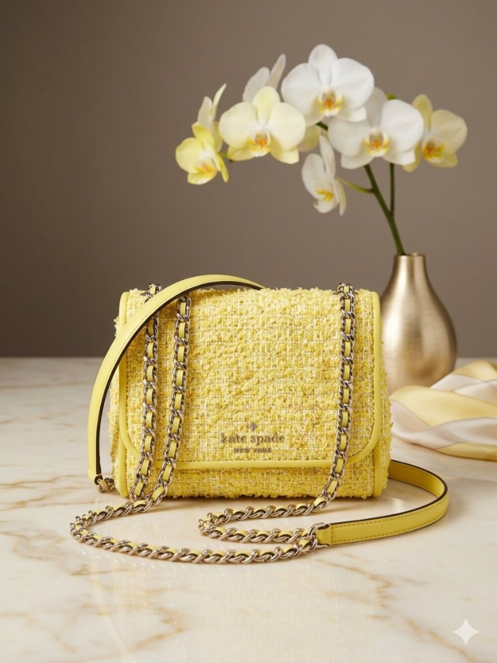 kate spade Yellow Tweed Fringe Crossbody Bag